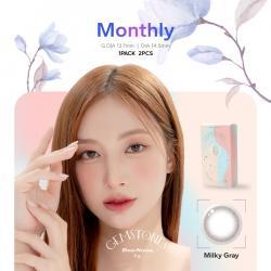(2箱セット)【DooNoon GEMSTONES Monthly /ドゥーヌーンジェムストーンマンスリー】2箱4枚 （1ヶ月使用）［ミルキーグレー］