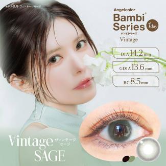 【AngelColor Bambi Vintage／エンジェルカラーバンビ ヴィンテージ ワンデー 1箱10枚】益若つばさプロデュース(1日使い捨て)[ヴィンテージセージ]