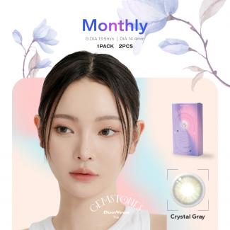 (2箱セット)【DooNoon GEMSTONES Monthly /ドゥーヌーンジェムストーンマンスリー】2箱4枚 （1ヶ月使用）［クリスタルグレー］