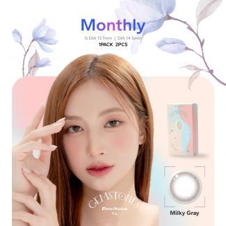 (2箱セット)【DooNoon GEMSTONES Monthly /ドゥーヌーンジェムストーンマンスリー】2箱4枚 （1ヶ月使用）［ミルキーグレー］