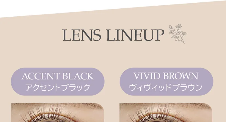 angeleyes-エンジェルアイズワンデーモイストUV-｜LENS LINEUP ACCENTBLACK アクセントブラック VIVIDBROWN ヴィヴィッドブラウン