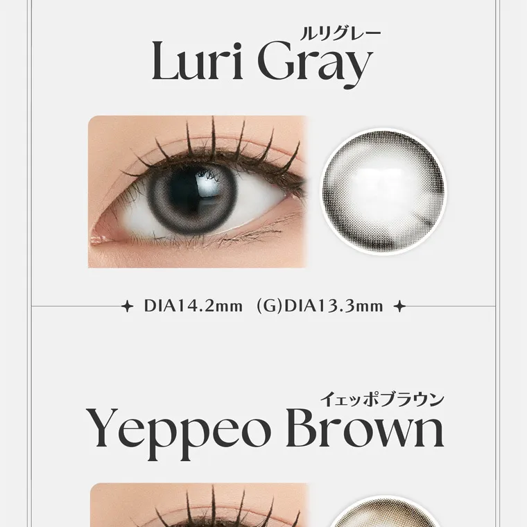 ソヨンイメージモデルカラコン angelique -アンジェリーク｜Luri Gray DIA14.2mm (G)DIA13.3mm Yeppeo Brown