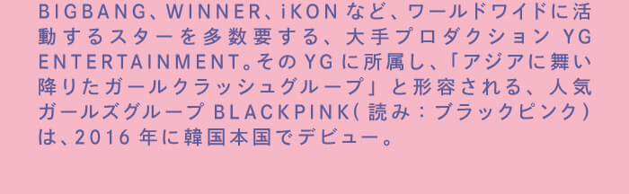 BLACK PINK イメージモデルカラコン CRUUM -クルーム|BIGBANG、WINNER、iKONなど、ワールドワイドに活躍するスターを多数擁する、大手プロダクションYGENTERTAINMENT。そのYGに所属し、「アジアに舞い降りたガールクラッシュグループ」と形容される。 人気ガールズグループBLACKPINK(読み:ブラックピンク)は、2016年に韓国翻刻でデビュー。CAMPAIGN GET FREE 3箱同時購入で 1箱分無料