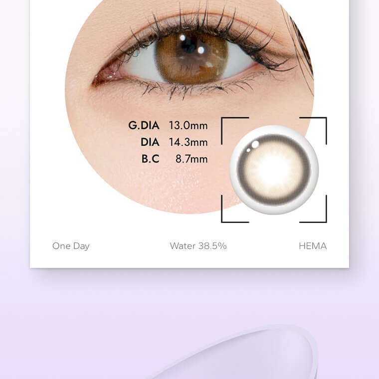 DooNoon GEMSTONES 1day /ドゥーヌーンジェムストーンワンデー|G.DIA 13.0mm DIA 14.3mm B.C 8.7mm One Day Water 38.5% HEMA