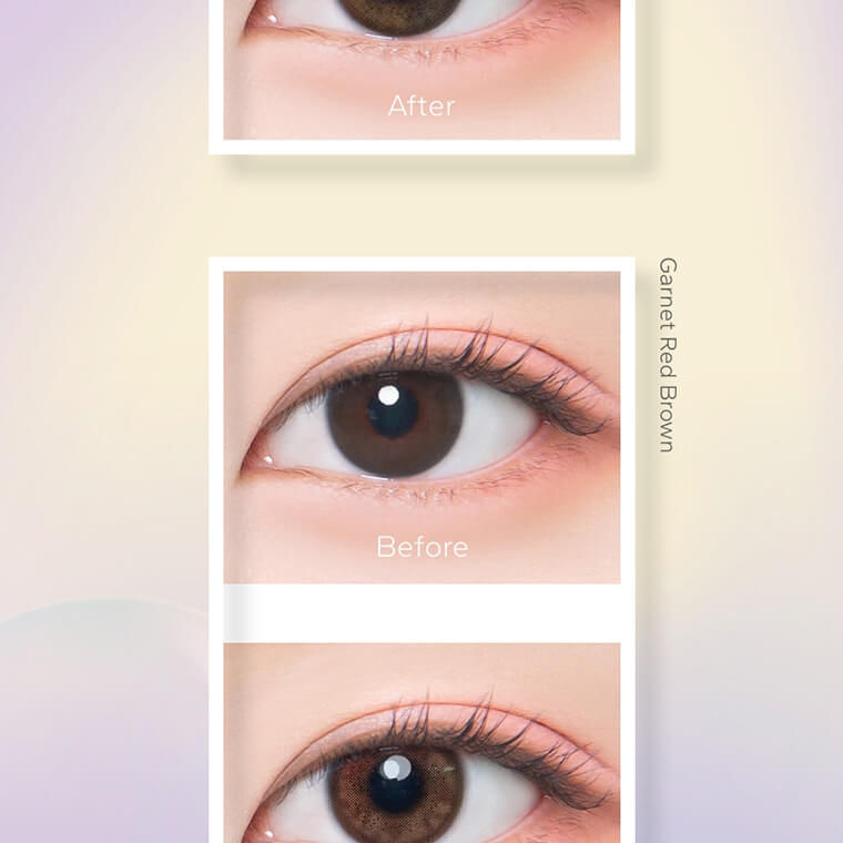 DooNoon GEMSTONES 1day /ドゥーヌーンジェムストーンワンデー|After Garnet Red Brown Before