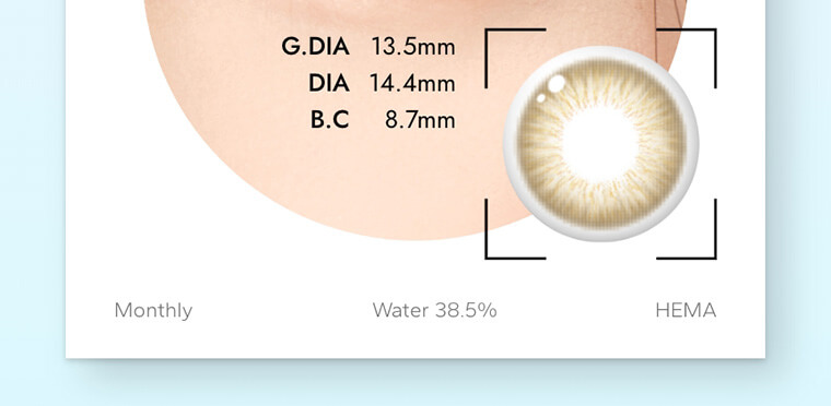 DooNoon GEMSTONES Monthly /ドゥーヌーンジェムストーンマンスリー｜G.DIA 13.5mm DIA 14.4mm B.C 8.7mm Monthly Water 38.5% HEMA