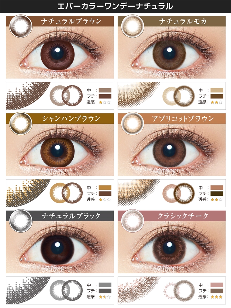 沢尻エリカイメージモデルカラコン Ever Color 1day Natural -エバーカラーワンデーナチュラル|【エバーカラーワンデーナチュラル】ナチュラルブラウン、ナチュラルモカ、シャンパンブラウン、アプリコットブラウン、ナチュラルブラック、クラシックチーク