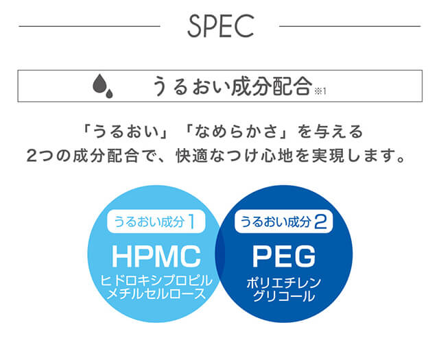 内田理央イメージモデル EYEDDiCT -アイディクト|SPEC うるおい成分配合※1 「うるおい」「なめらかさ」を与える2つの成分配合で、快適なつけ心地を実現します。 うるおい成分1 HPMC ヒドロキシプロピルメチルセルロース うるおい成分2 PEG ポリエチレングリコール