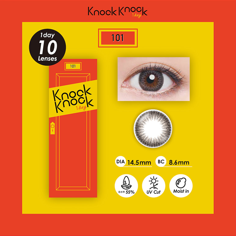 knockknock_1day -ノックノックワンデー|KnockKnock1day 1day 10 Lenses 101 DIA14.5mm BC 8.6mm 含水率 55% UV Cut Moist in