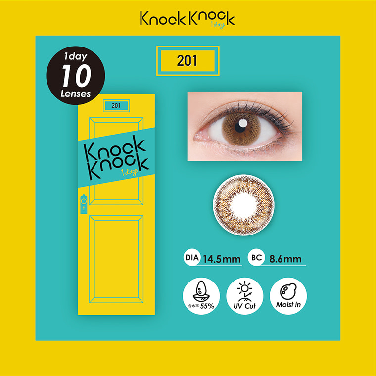 knockknock_1day -ノックノックワンデー|KnockKnock1day 1day 10 Lenses 201 DIA14.5mm BC 8.6mm 含水率 55% UV Cut Moist in