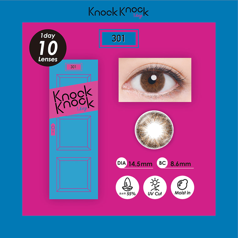 knockknock_1day -ノックノックワンデー|KnockKnock1day 1day 10 Lenses 301 DIA14.5mm BC 8.6mm 含水率 55% UV Cut Moist in