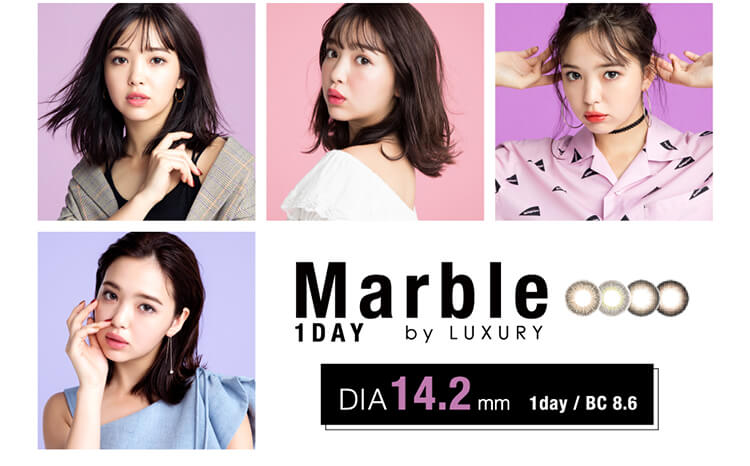 藤田ニコルプロデュースカラーコンタクトレンズMarblebyLUXURY1DAYNEWDESIGNDEBUT!MarblebyLUXURYDIA14.2mm1day/BC8.6