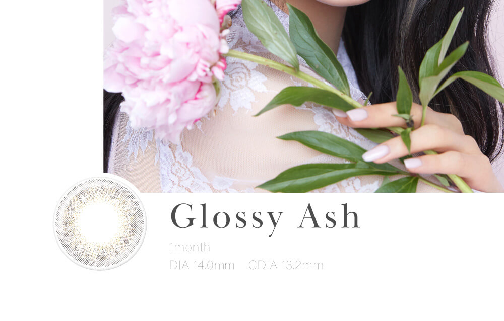 IZ*ONE(アイズワン)イメージモデルカラコン Michebloomin -ミッシュブルーミン|Glossy Ash 1month DIA 14.0mm CDIA 13.2mm