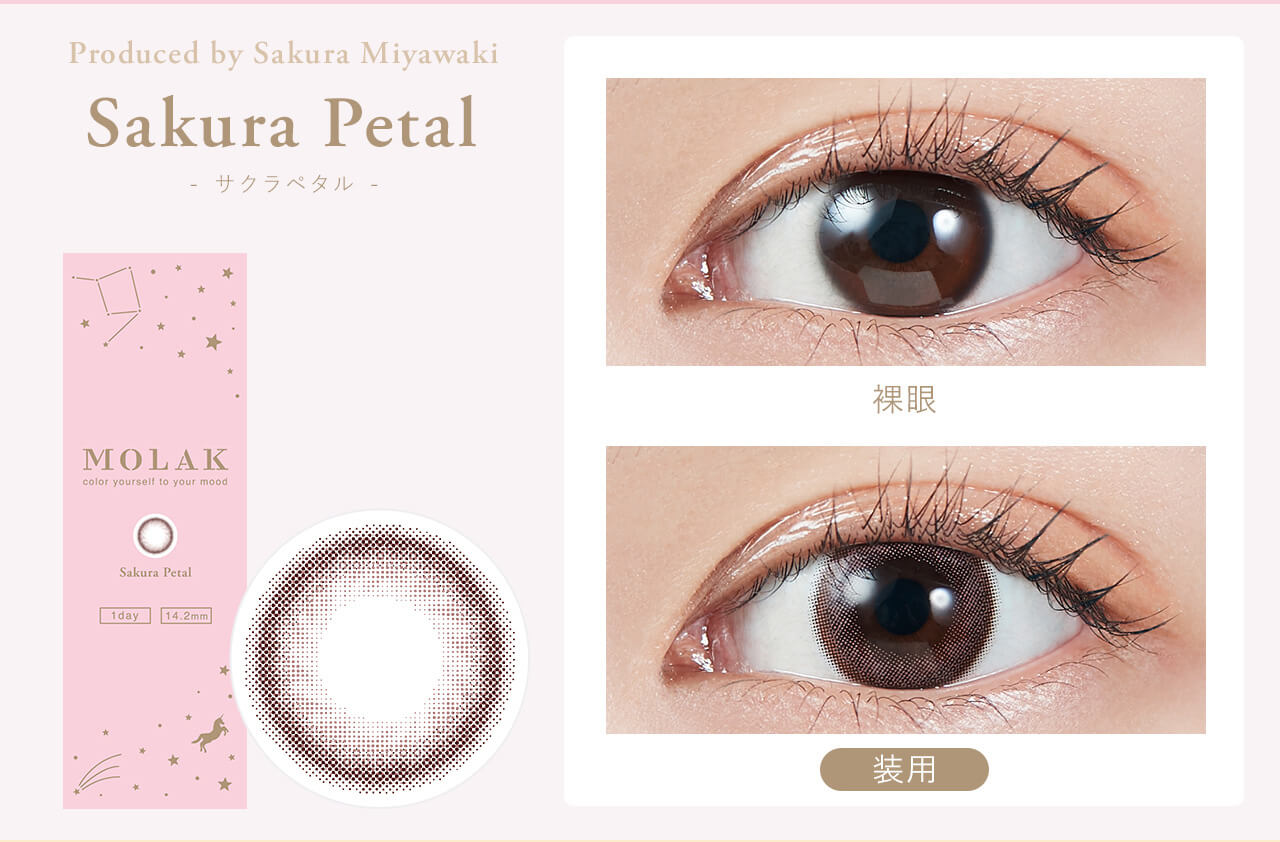 Sakura Petal - サクラペタル - Produced by Sakura Miyawaki MOLAK color youreself to your mood 1 day 14.2mm 装用 裸眼