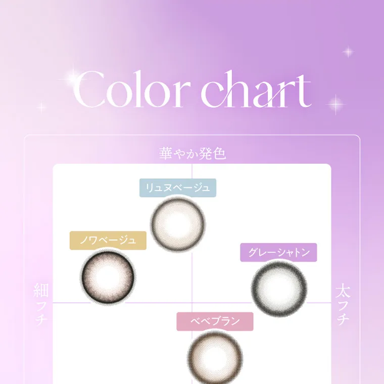 Rちゃんプロデュースカラコン【Quprié 1month/キュプリエマンスリー】｜Color chart 