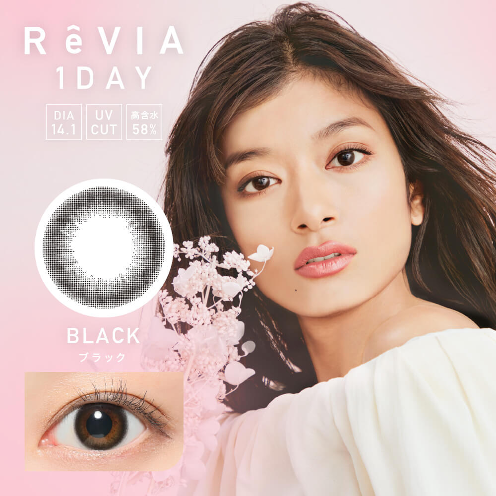 【ReVIA 1day／レヴィアワンデー】ローライメージモデル 1箱10枚 （1日使い捨て） ［ブラック］