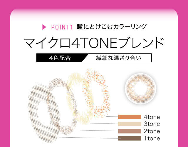 ねおイメージモデルカラコン SHERIQUE-シェリーク|DESIGN POINT ”本物感”を叶える秘密 POINT1 瞳にとけこむカラーリング POINT2 外国人の瞳を追求