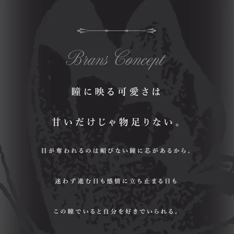 ちぇなイメージモデル Tearis -ティアリス｜ Brans Concept 瞳に映る可愛さは 甘いだけじゃ物足りない。 目が奪われるのは媚びない瞳に芯があるから。 迷わず進む日も感情に立ち止まる日も この瞳でいると自分を好きでいられる。