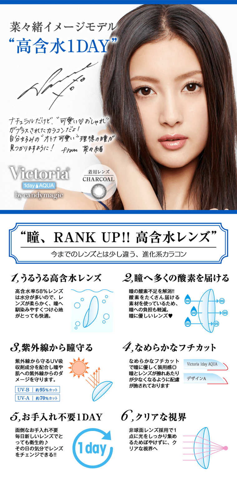 菜々緒イメージモデルカラコン ヴィクトリアワンデーアクア